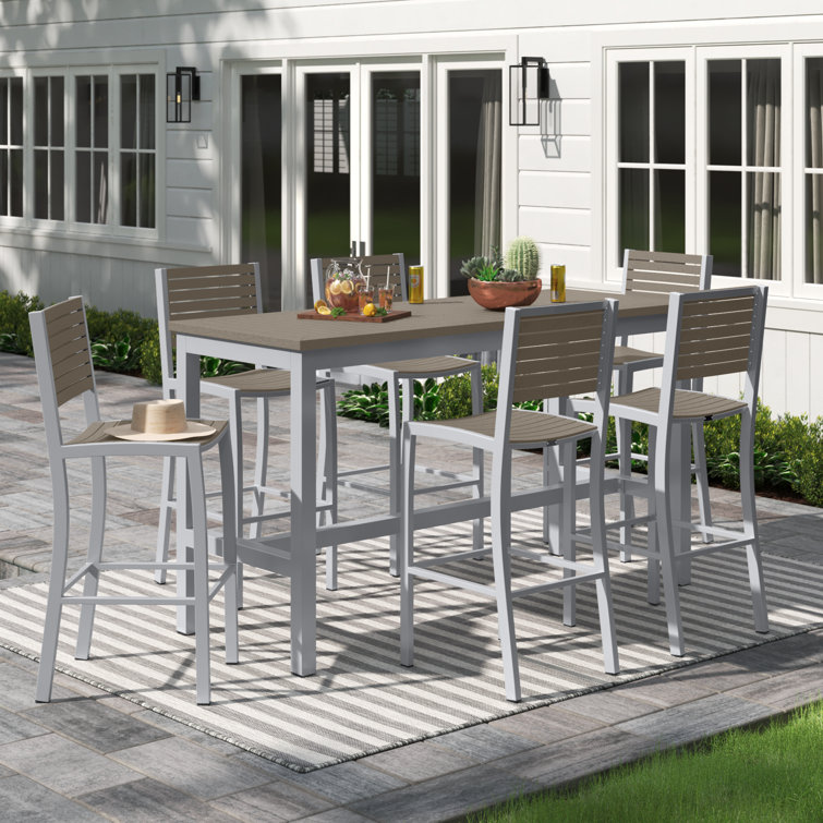 Travira 6 - Person Metal Patio Dining Set with Rectangular Table