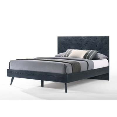 Cid Coy Platform Bed, Ash Veneer With Crown Cut Pattern, Gray