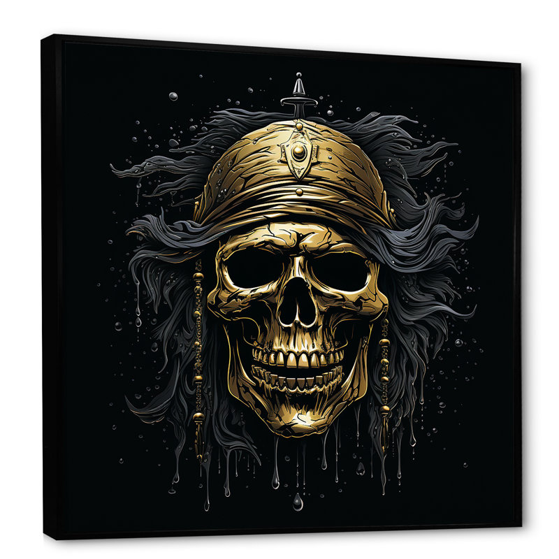 Symbole de pirate Jolly Roger sur toile, H 30 po x l 30 po x P 1 po, Cadre flottant noir