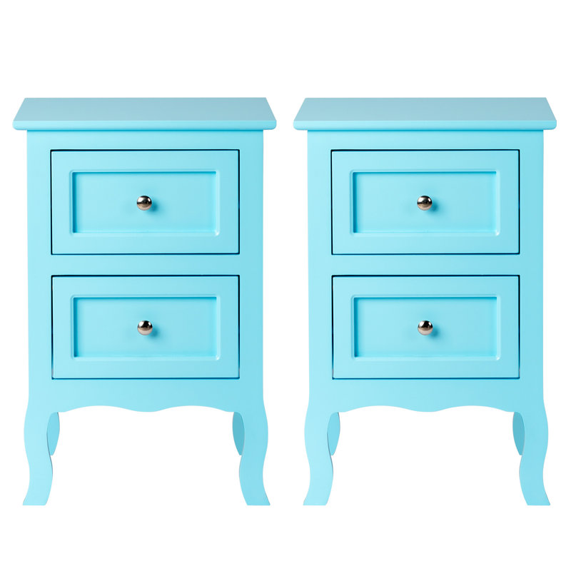Armoire de rangement à 2 tiroirs Authement , Bleu, Ensemble de 2