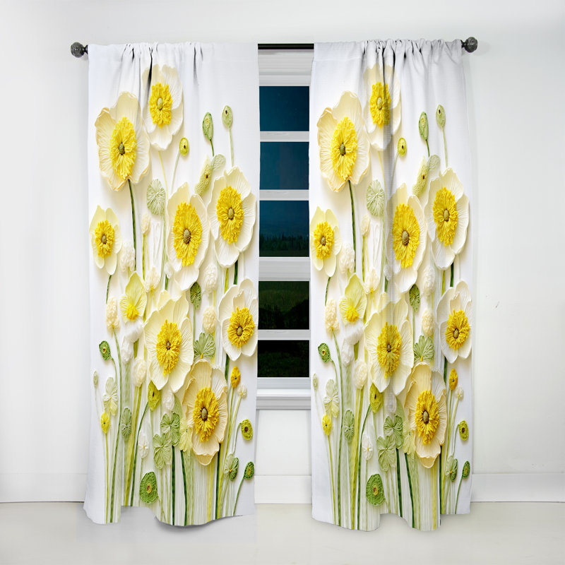 Danico Buttercups Minimalism Dream I - Traditional Curtain - Velvet Room Darkening - 1 panel, 52" W x 120" L