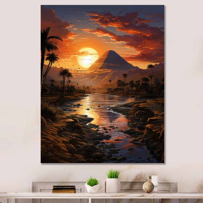 Égypte Golden Horizons River II - Égypte, impressions sur toile, Toile tendue, H 32 po x l 16 po x P 1 po