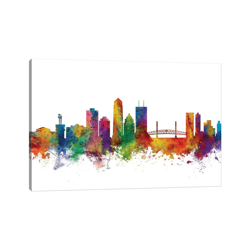 Jacksonville, Florida Skyline by Michael Tompsett - 1 Piece Wrapped Canvas Wall Art, 66.04 cm H x 45.72 cm W x 3.175 cm D