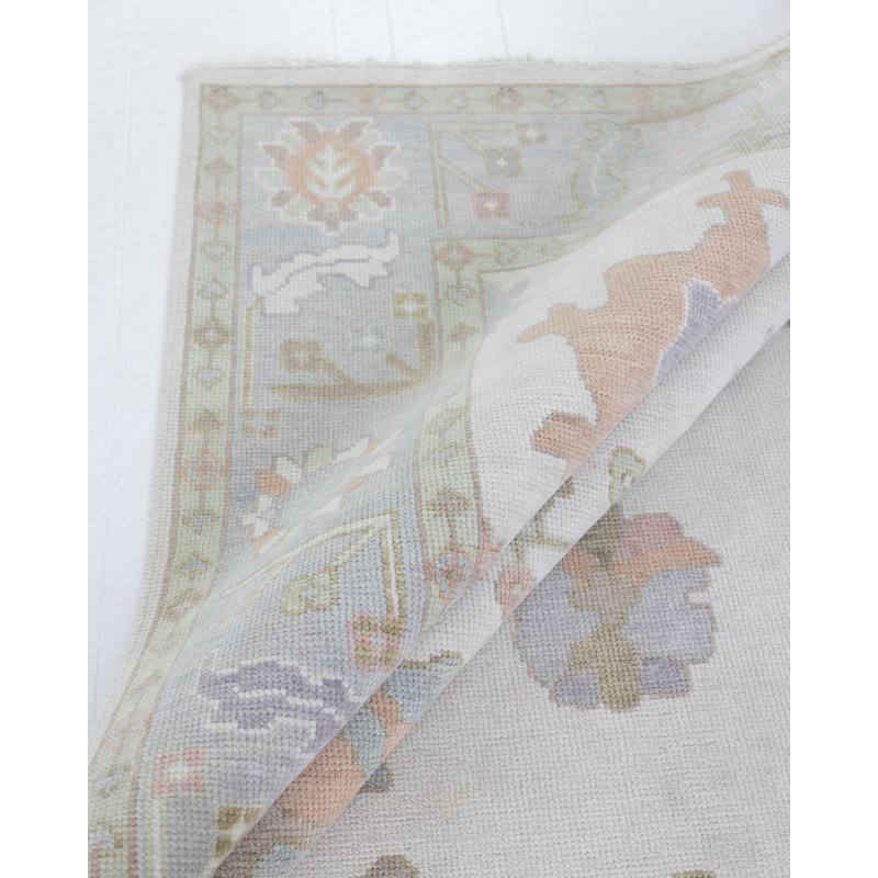 Nellie Hand Knotted Wool Block Print Area Rug, Rectangle 10' x 14'