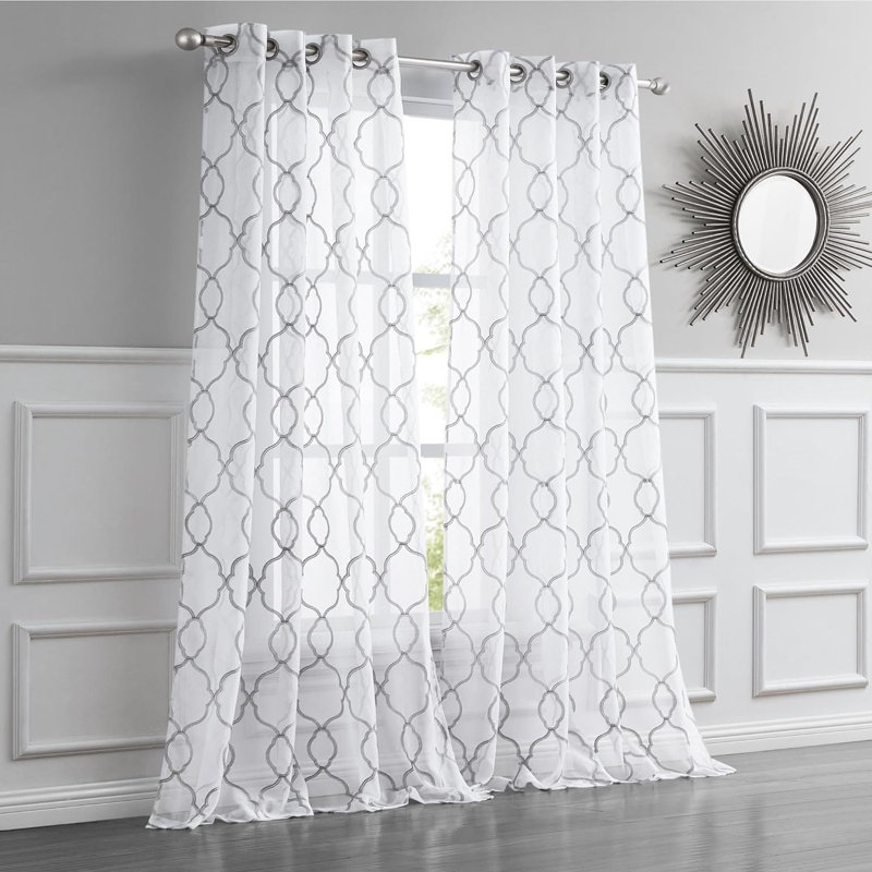 Rideaux transparents pour le salon, rideaux de bureau, l 54 po x L 84 po, Argent