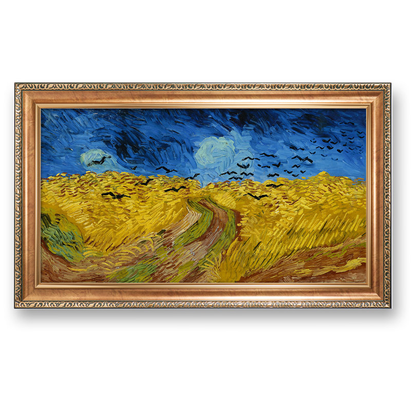 Wheatfield with crowsThe by Vicent Van Gogh The World Classic Art Reproductions,Framed Art for HomeDecor,Image Size:30x16 inches Luxurious Gold Embossing Framed Size:34.5x20.5 inchs