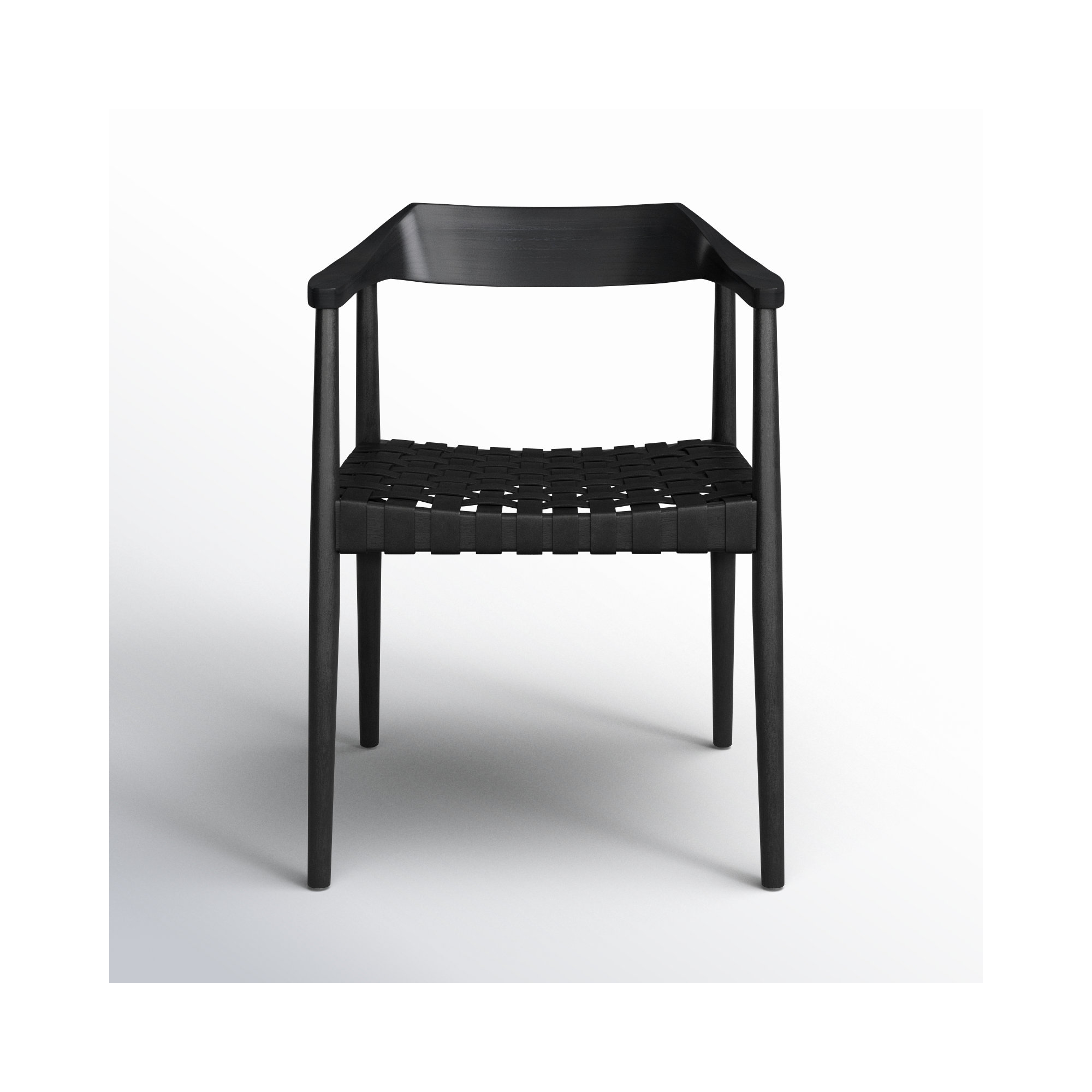Noreen Accent Chair, Black Genuine Leather, Black