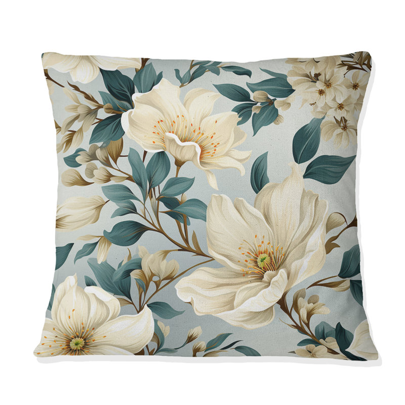 Floral Throw Pillow, 18" H x 18" W