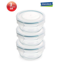 Glasslock Food-Storage Container with Locking Lids Microwave Safe 6pcs Set  Square 17oz/490ml