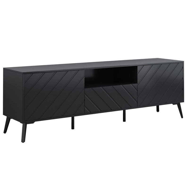 Console Cecchina 66,9 po, centre de divertissement avec tablettes réglables, console multimédia, Noir