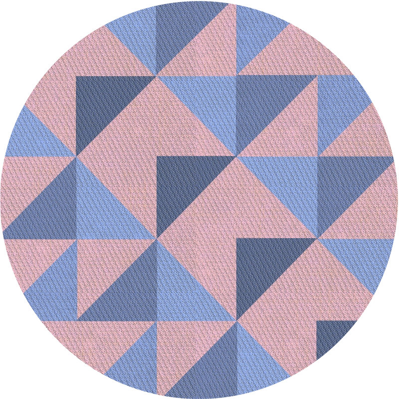 Tapis à motifs pêche/bleu/mauve zone mauve, Rond 3 pi