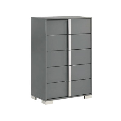 Novaire Modern Lacquer Tall Chest Grey
