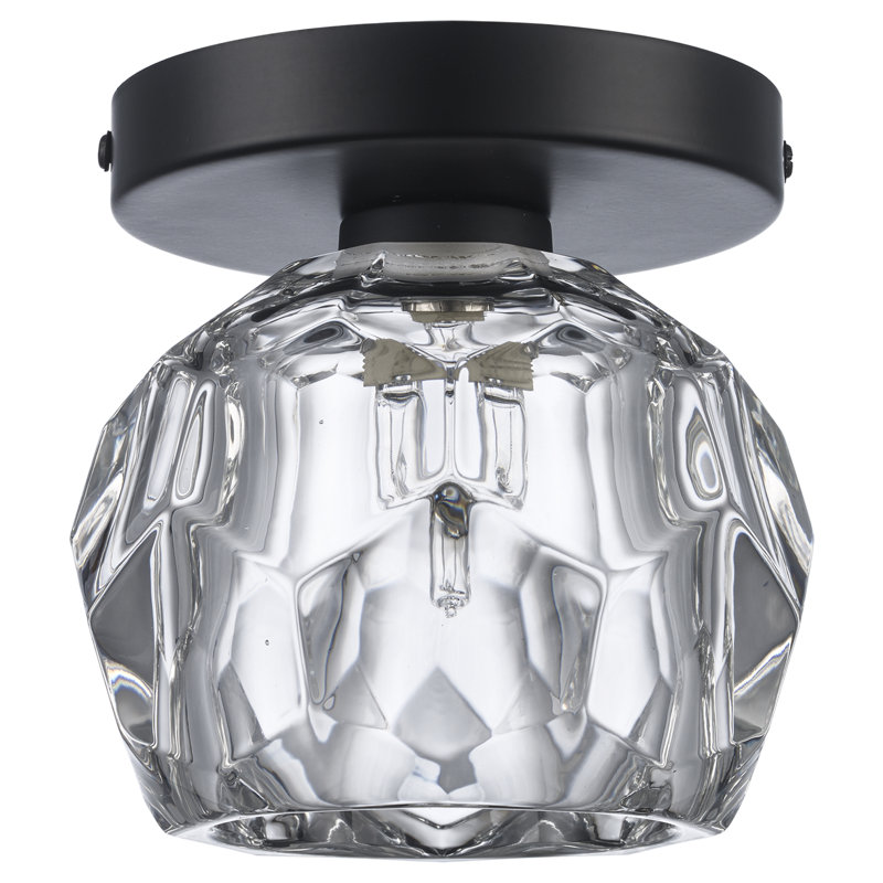 Quaseem Glass LED Semi Flush Mount, Black 