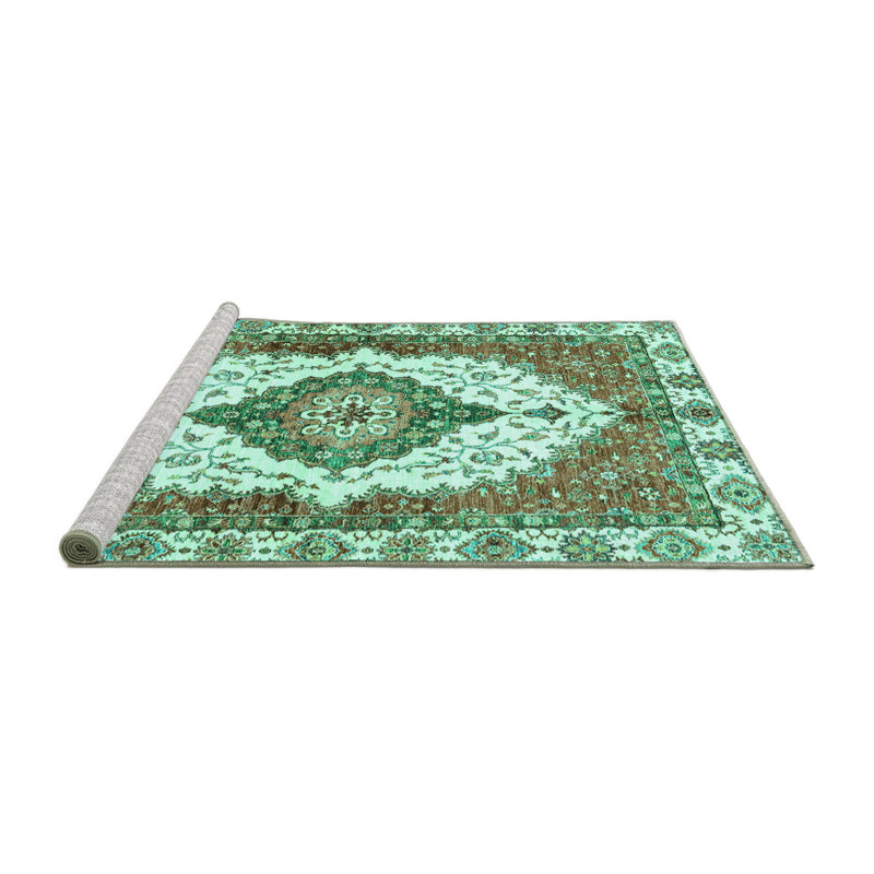 Washable Abstract Indoor Rug, Square 3'