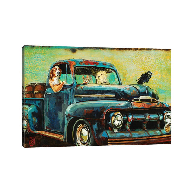 «Beer Run» par Barton DeGraaf - reproduction d'art, H 18 po x l 26 po x P 1,5 po, Toile tendue, Pas de tapis