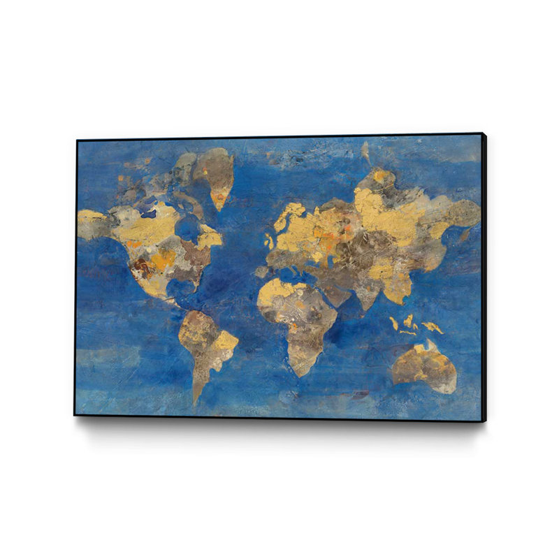 «Golden World» par Albena Hristova, impression sur toile tendue, H 11 po x l 14 po, Cadre noir