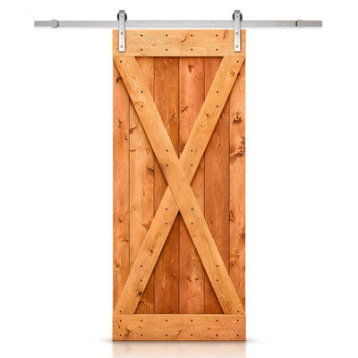 Porte de grange en bois lambrissé brut