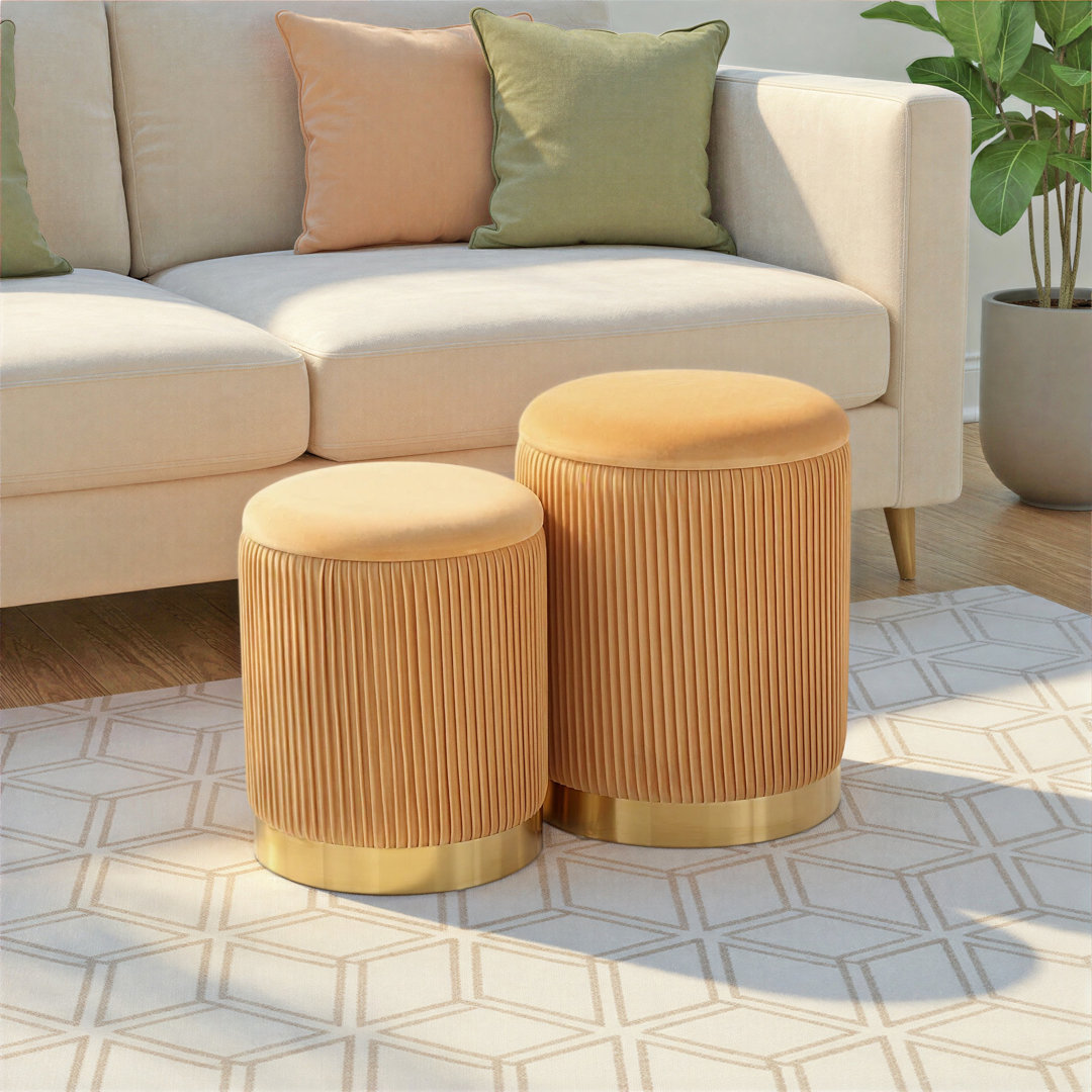 Callum Velvet Ottoman (Set of 2) Mercury Row® Upholstery 