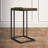 Callista 27" Tall C Shaped End Table, Slide Under Sofa Side Table with Coffee Wood Top and Black Metal Base