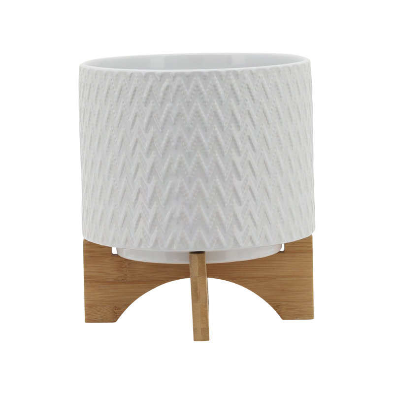 8" Chevron Planter W/ Stand, 10" H x 8" W x 8" D