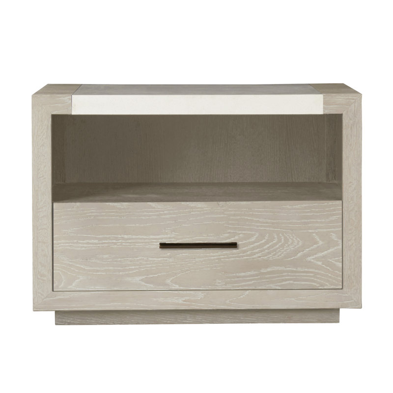 Wilshire 1 Drawer Nightstand, Gray/White