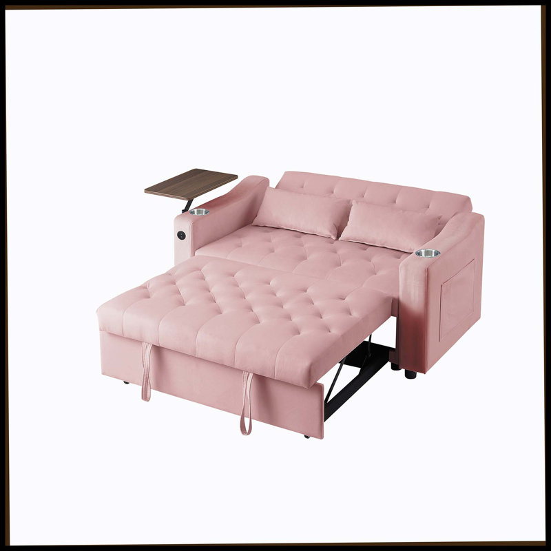 Canapé-lit en velours rose, Pink