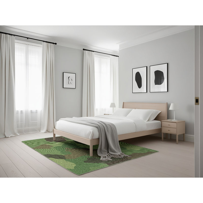 Tapis décoratif vert camouflage, Rectangle 5 pi x 7 pi