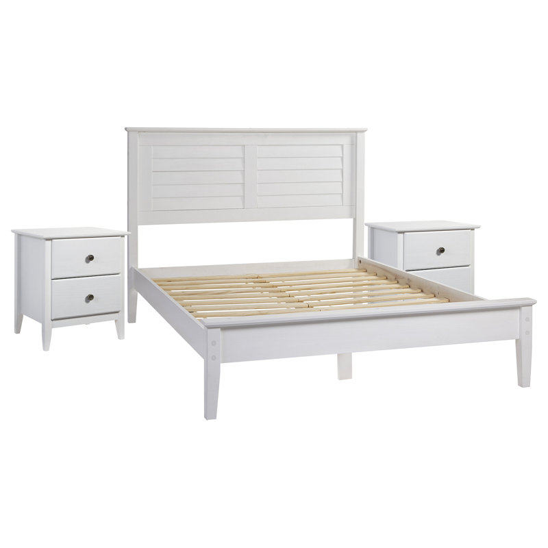 Greenport Solid Wood Piece Bedroom Set, Brushed White, Queen