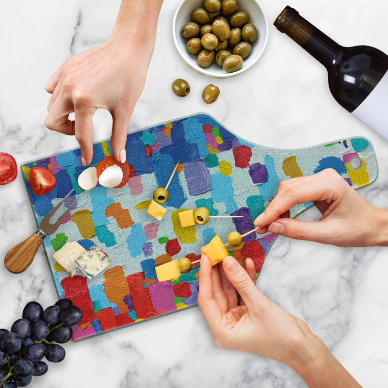 Multicolore, planche à découper en verre trempé Ambesonne Art
