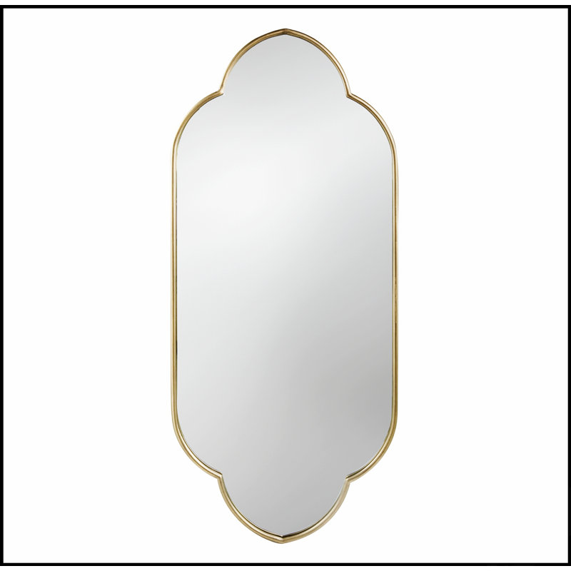 Miroir mural champagne doré avec bords entaillés, parfait pour améliorer l'esthétique et la luminosité