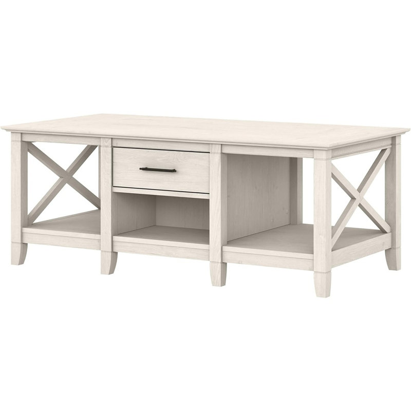 Table basse avec rangement, lin chêne blanc