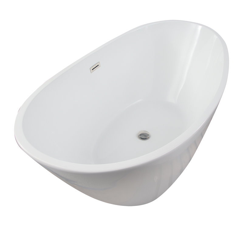 Newman 62'' x 30.5'' Soaking Acrylic Bathtub, Polished Nickel
