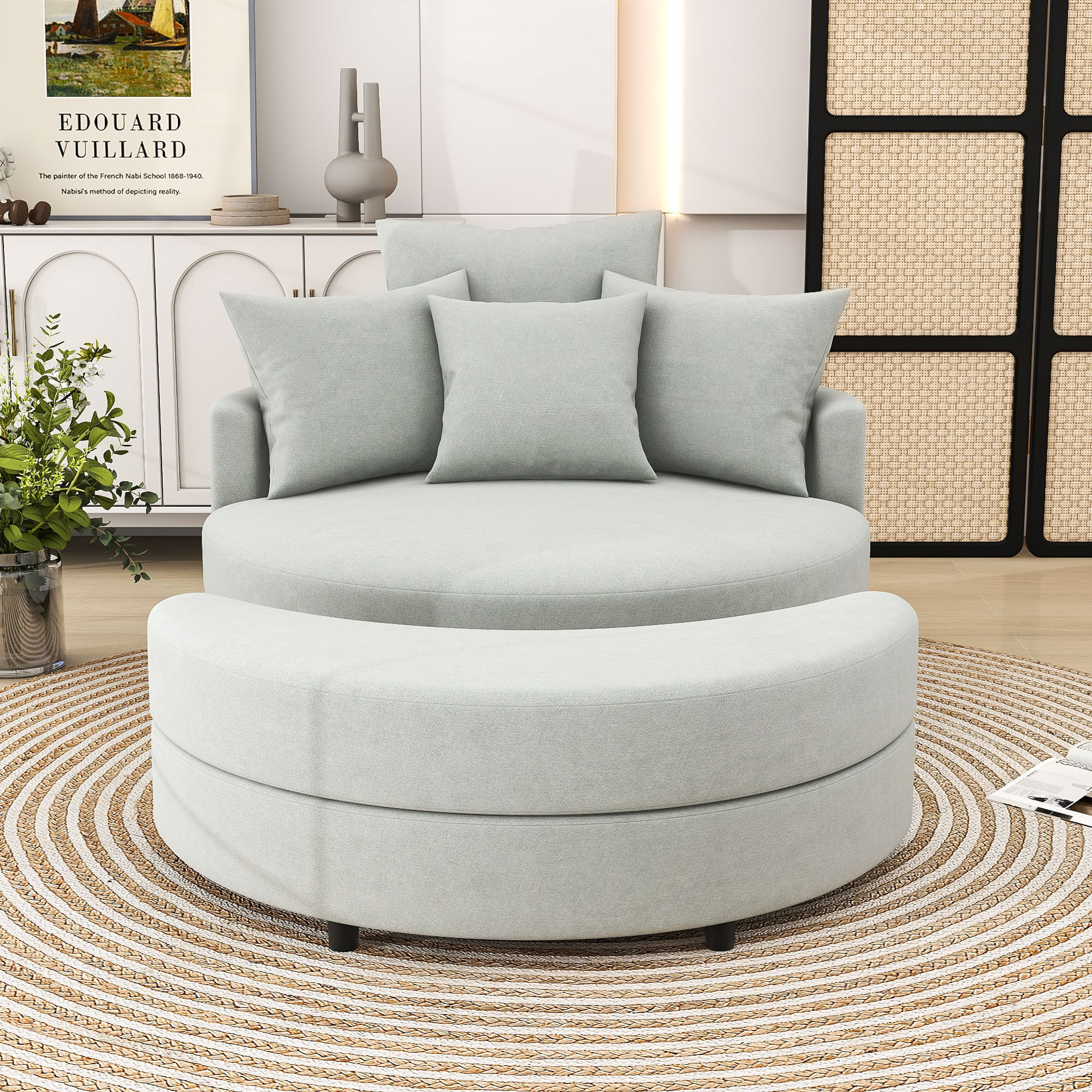 Chair and storage online ottoman