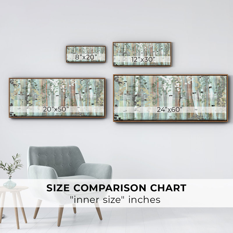 Spring Birch Meadow- Framed Canvas, 24" H x 60" W