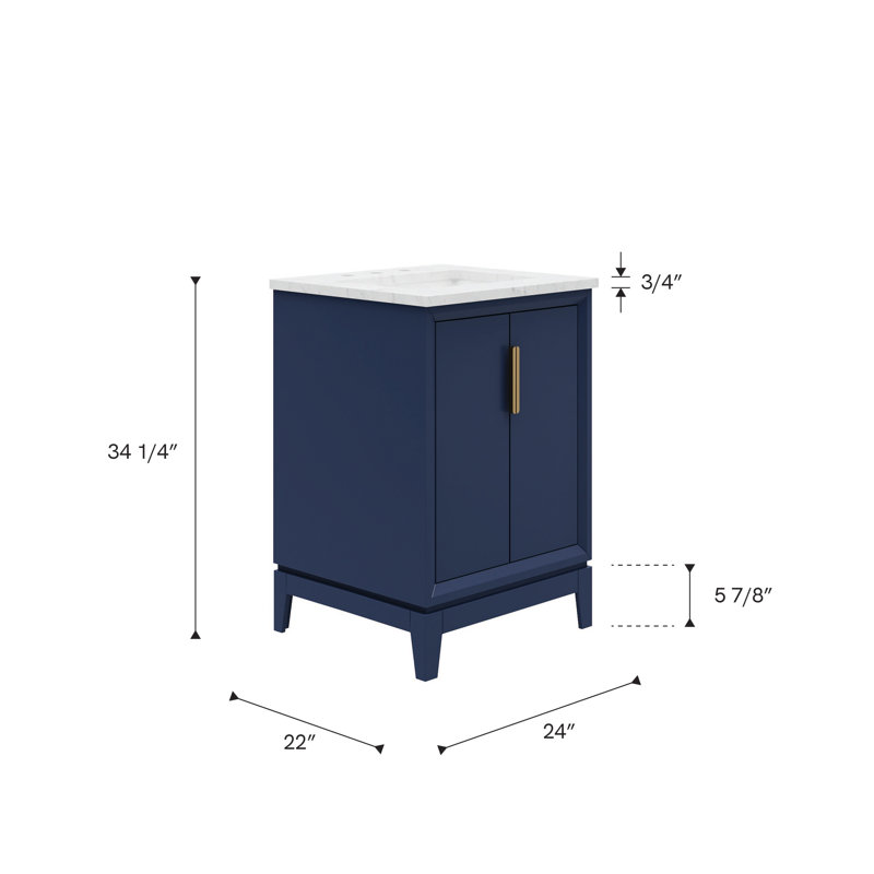 Meuble-lavabo de comptoir en marbre blanc Carrara Elizabeth avec robinet Elizabeth, Bleu monarque, Crochet