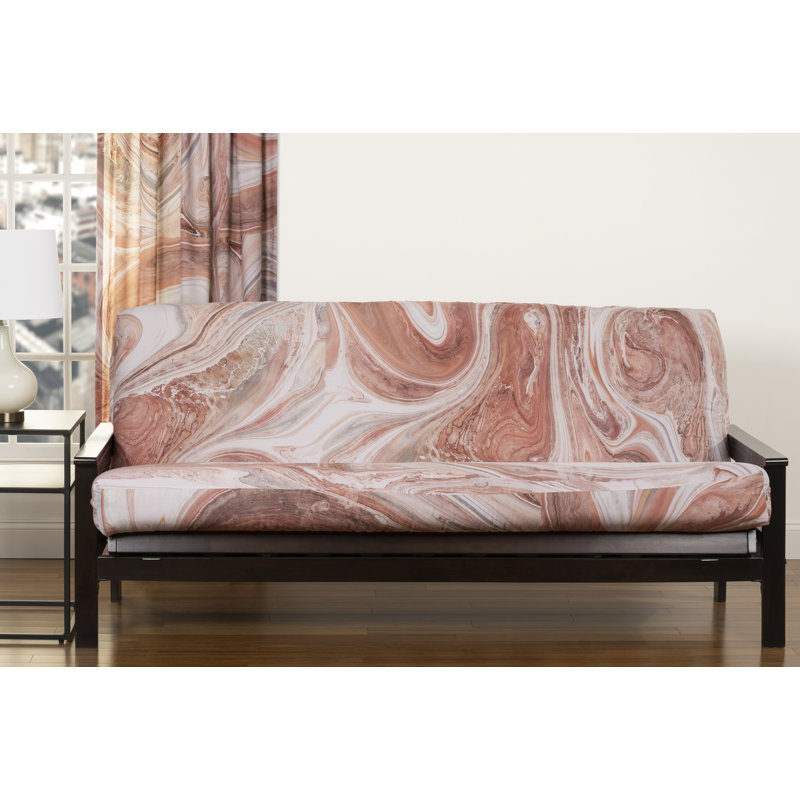 Art of Marbling Red Polyester Full Futon Slipcover