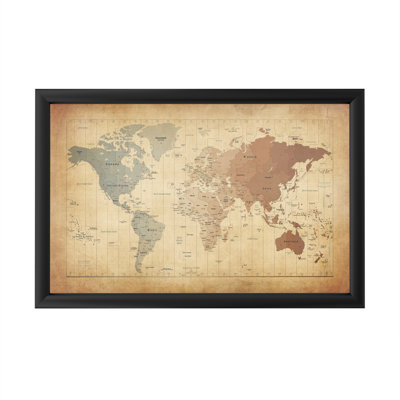 Reproduction d’art sur toile encadrée « Time zones Map of the World » par Michael Tompsett