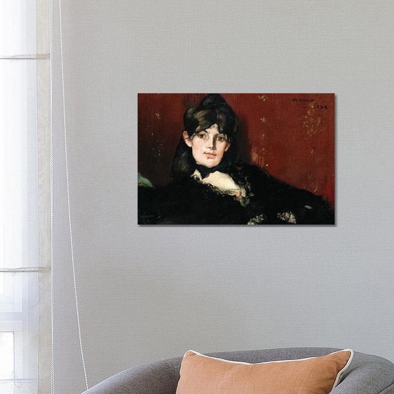 Berthe Morisot Reclining, 1873 by Edouard Manet - Wrapped Canvas Painting, 66.04 cm H x 45.72 cm W x 1.91 cm D