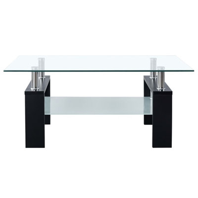 Paizleigh vidaXL Coffee Table, Tempered Glass Top, Center Table, 37.4