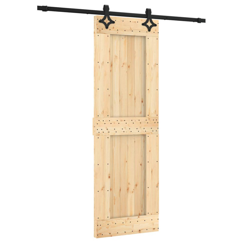 Porte coulissante avec quincaillerie Vidaxl, 27,6 po x 82,7 po, Noir/naturel