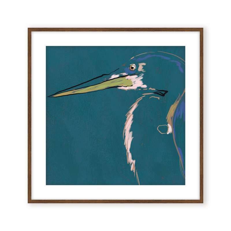 Nature Inspired Blue Heron Portrait, 36" H x 36" W, Black, Framed Print
