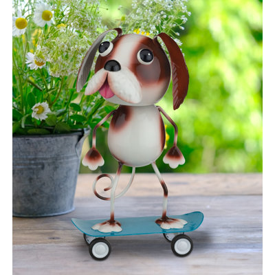 Statuaire de jardin en métal Skateboard