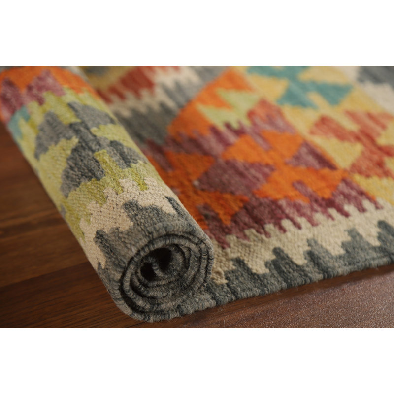 Tapis multicolore à motif oriental kilim 3 x 4