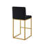 Tabouret à hauteur de comptoir moderne en velours avec dossier complet - ensemble de 2, noir / or-130022061-130022064