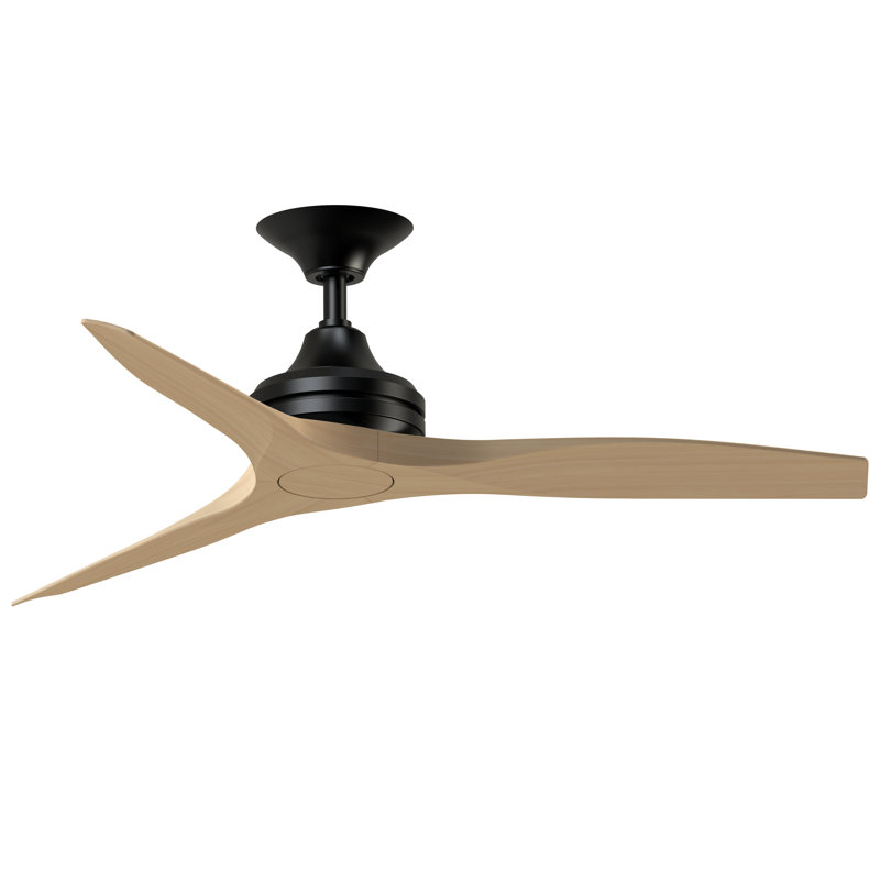 Spitfire 48 inch Indoor/Outdoor Ceiling Fan - Black with Natural Blades, Black, Natural