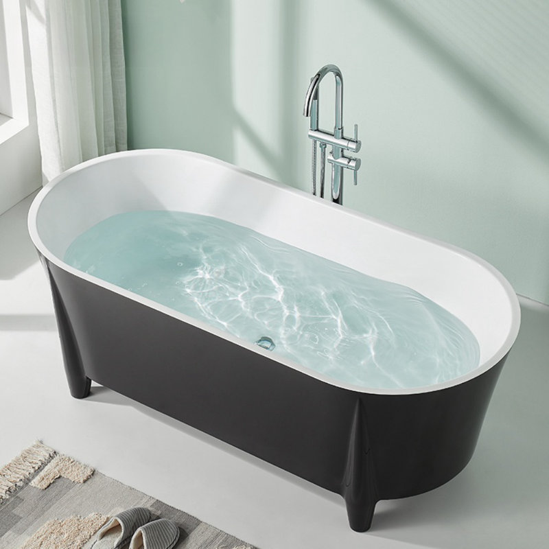 63'' x 29.5'' Freestanding Soaking Acrylic Bathtub, Black