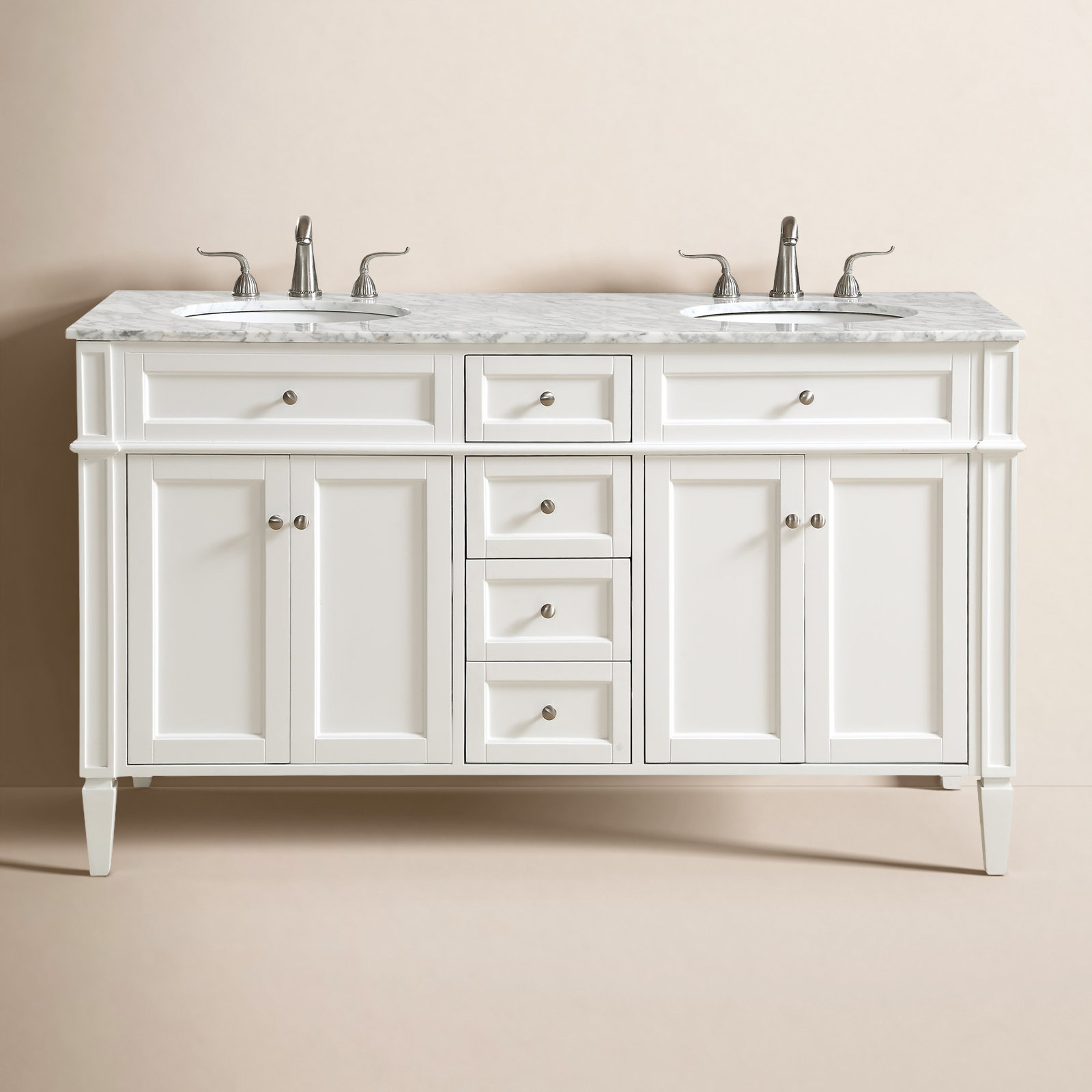 Rivers 60'' Double Bathroom Vanity, White