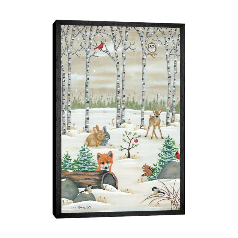 Woodland Critters by Lisa Kennedy - Wrapped Canvas Print, 66.04 cm H x 45.72 cm W, Black Framed
