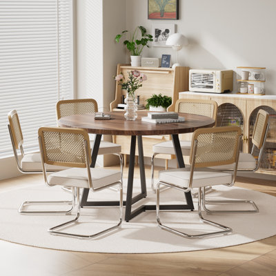 Mid Century Modern Round Dining Table Set for 4-6