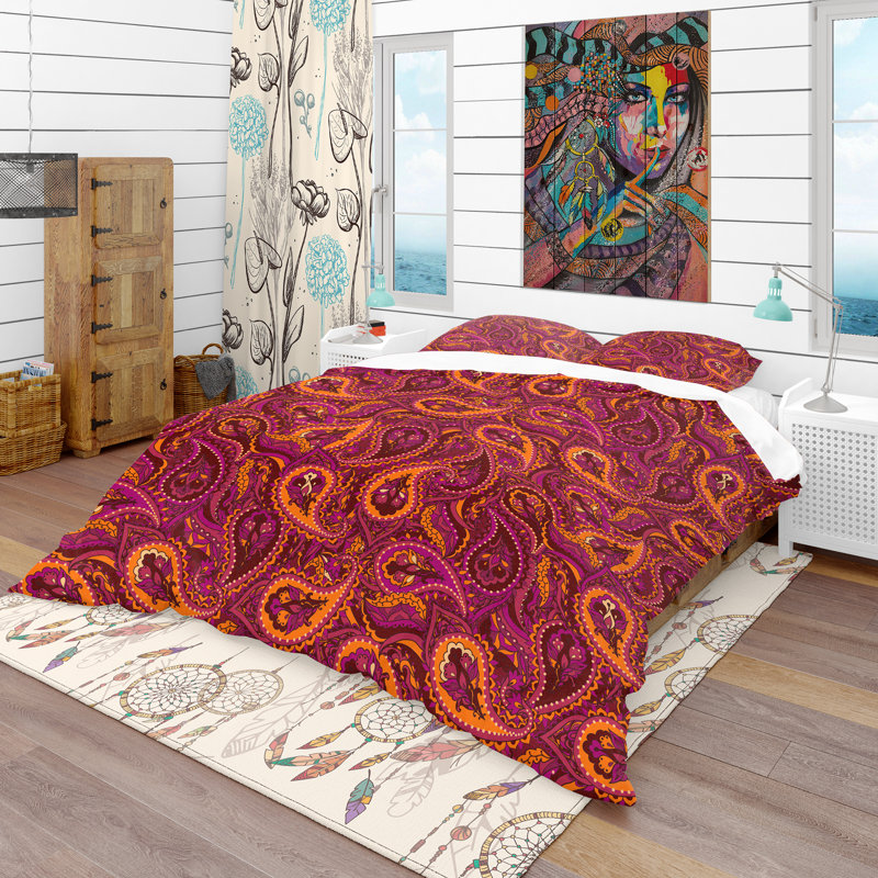 Ensemble de housse de couette rétro, Housse simple + 1 taie décorative